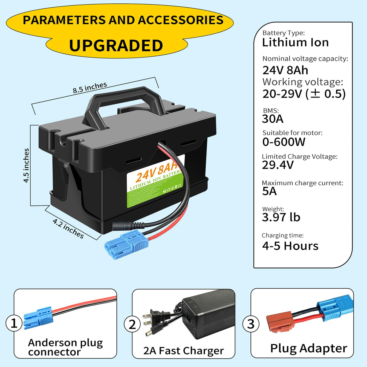 SOLLVIE battery connector and leads with secure fit for quick installation