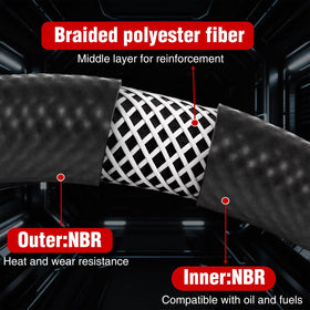 SolstitialFish hose installed in an engine bay for reliable fuel delivery
