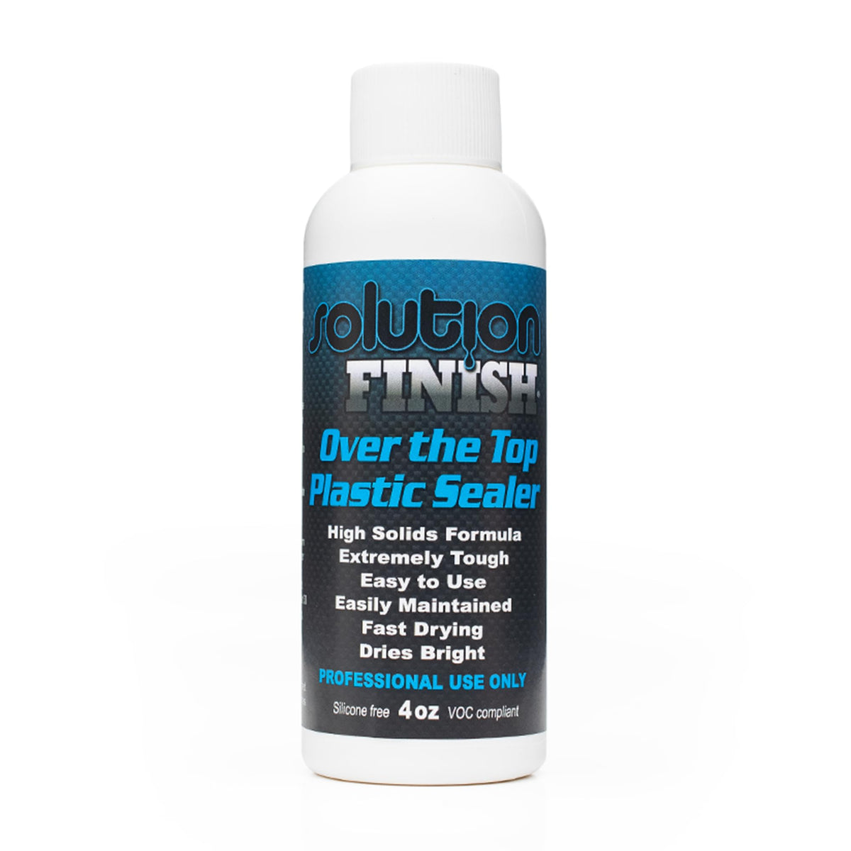 Solution Finish front label showing product name and 4oz size for clear identification and trust