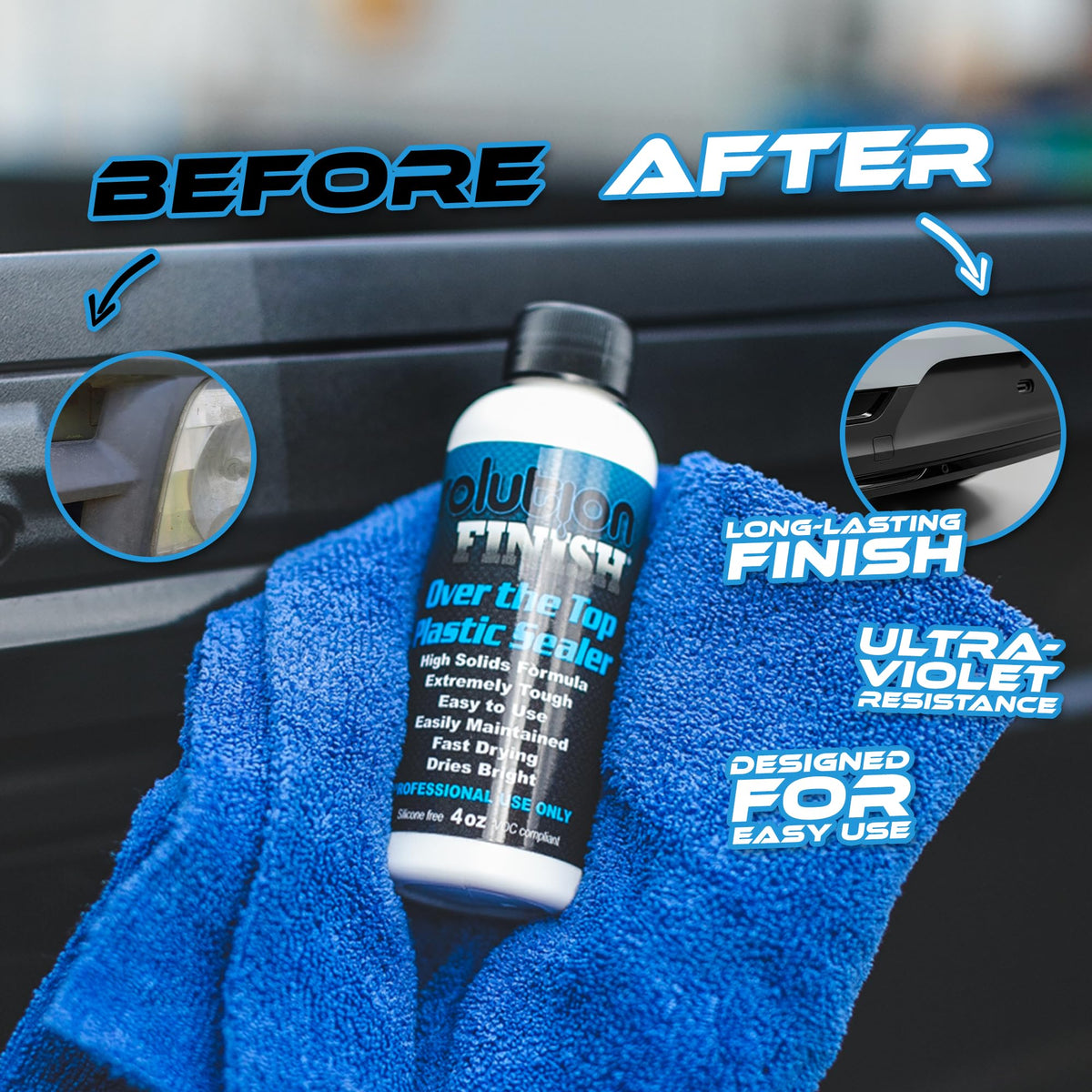 Solution Finish before and after on truck running board showing visible restoration benefit