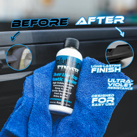 Solution Finish before and after on truck running board showing visible restoration benefit