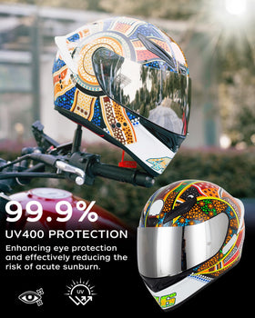 Soman visor installed on helmet showing improved sun protection and visibility