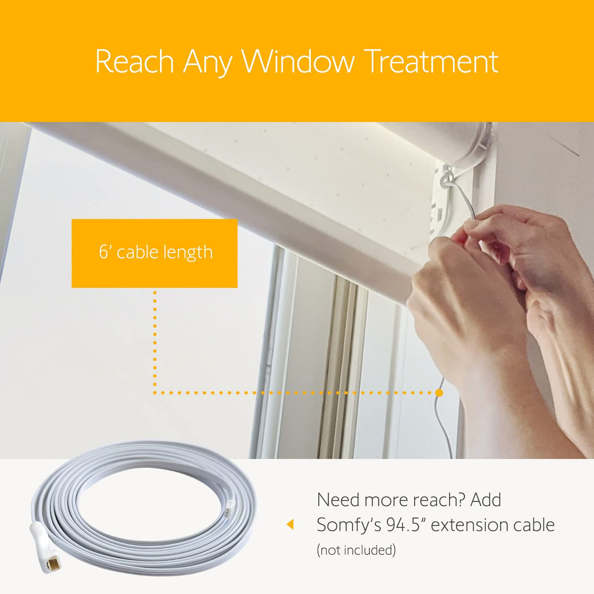 Somfy charger LED indicator lit for easy charge status confirmation