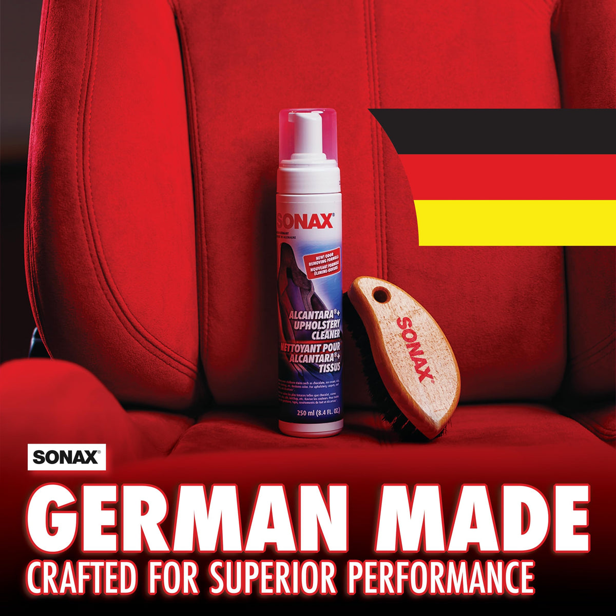 SONAX bottle in hand showing 250 ml size for convenient car detailing