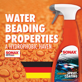 SONAX being applied to a red car hood, showing fast gloss improvement and ease
