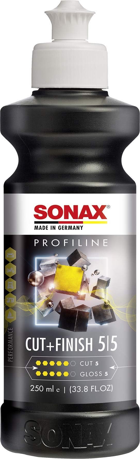 SONAX bottle front label showing product and benefits