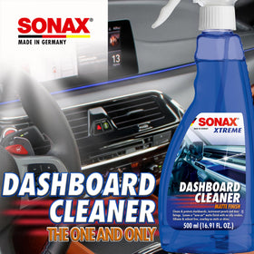 SONAX foam close-up on textured vinyl showing deep cleaning action and renewed look