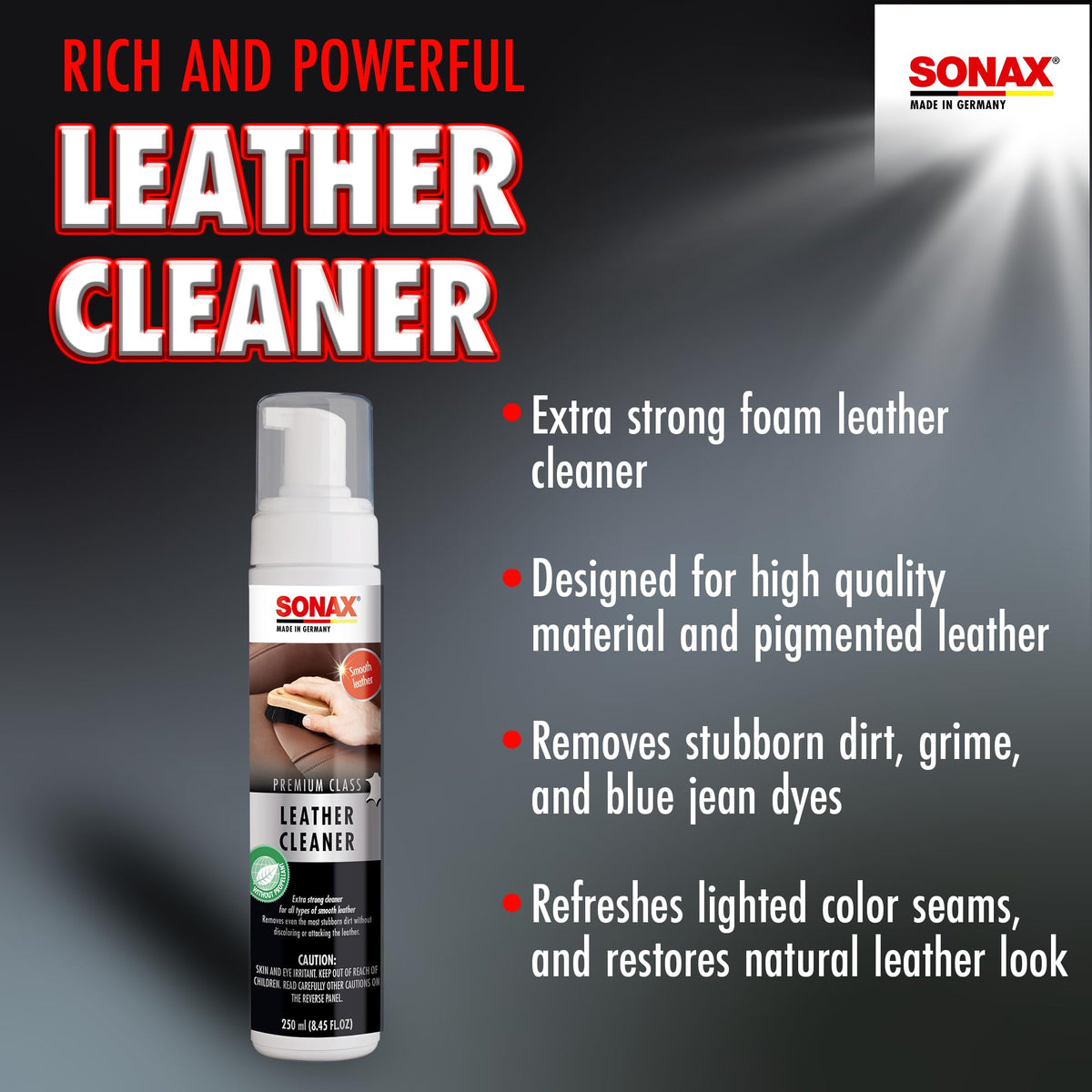 SONAX dense foam texture close-up demonstrating controlled application