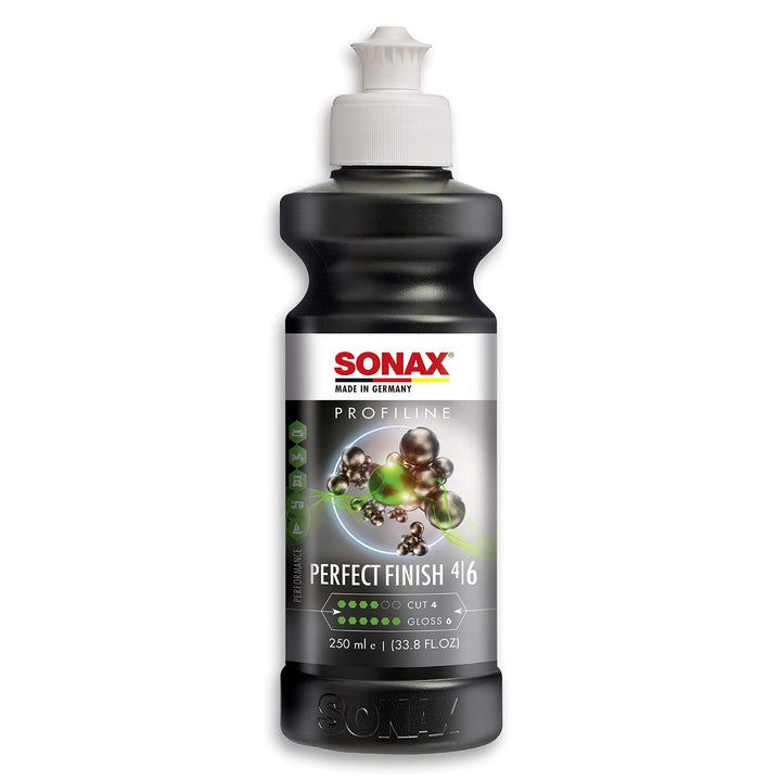 SONAX Perfect Finish front label showing product identity and size, professional trust