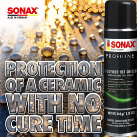 SONAX treated panel with water beading showcasing hydrophobic benefit