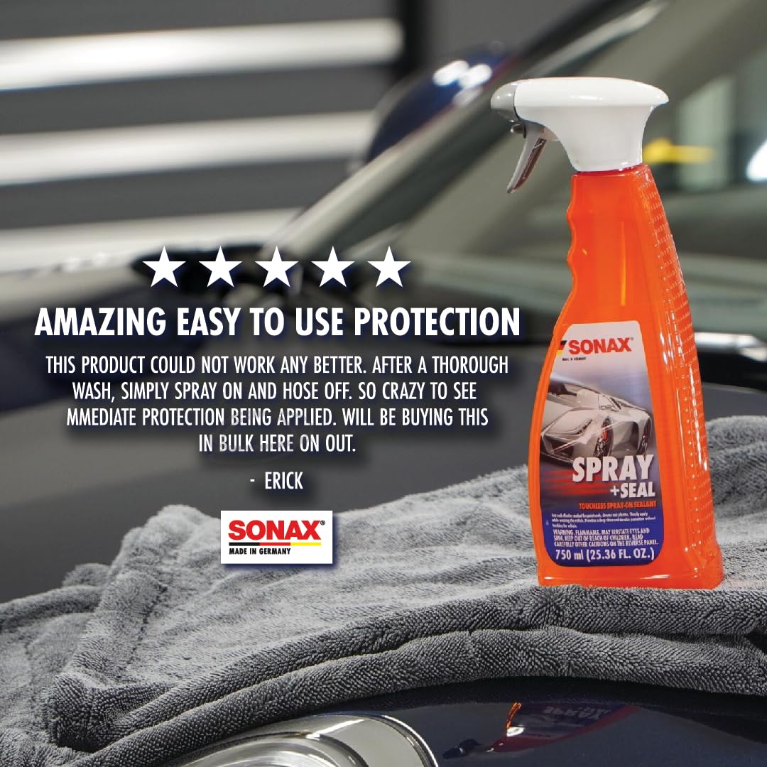 SONAX 750ml bottle next to common object for clear size reference