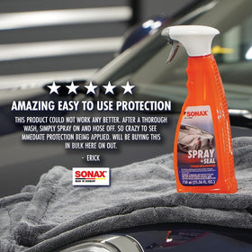 SONAX 750ml bottle next to common object for clear size reference
