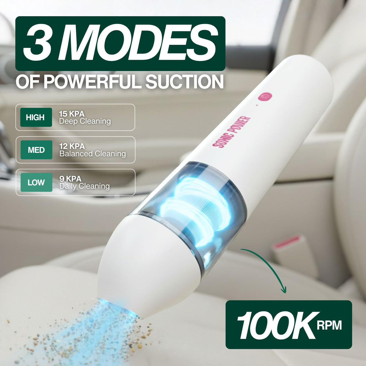 SonicPower close-up of included nozzles highlighting precise detailing benefit