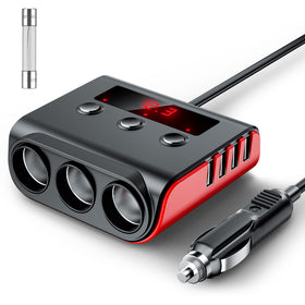 SONRU in-vehicle lifestyle shot showing family charging devices on roadtrip