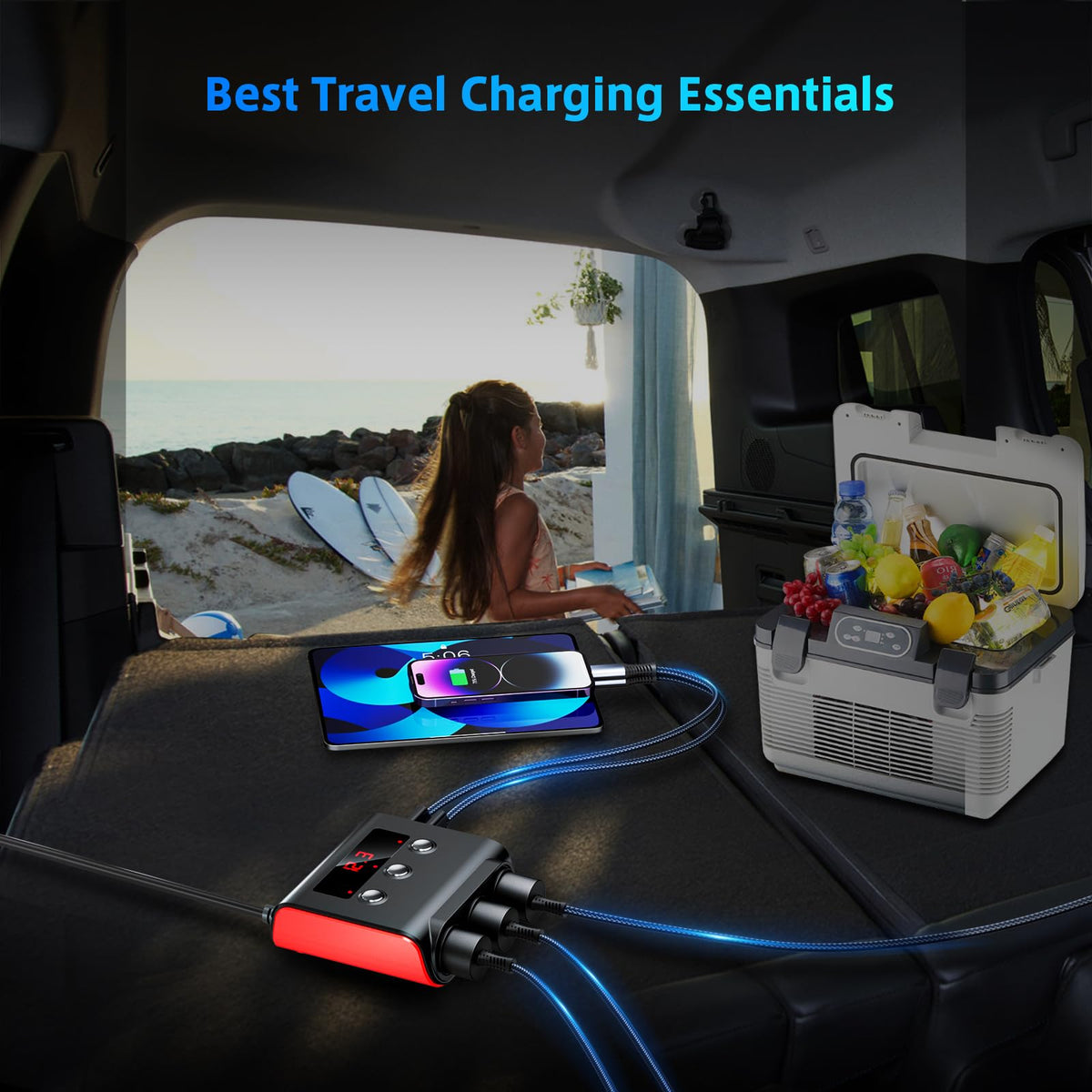 SONRU USB ports charging multiple devices simultaneously for fast power