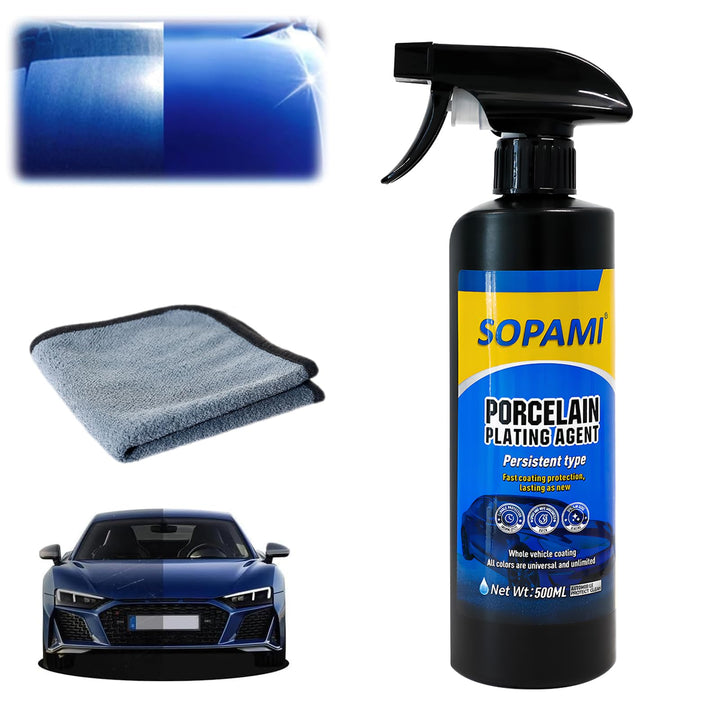 SOPAMI bottle front packaging showing label and spray nozzle for quick car care