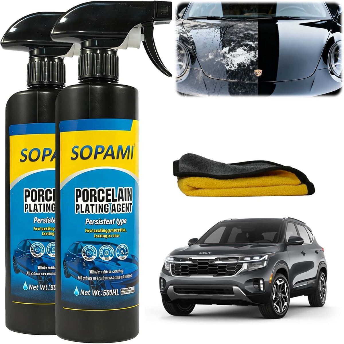 SOPAMI two-bottle pack front view showing product and quick application benefit