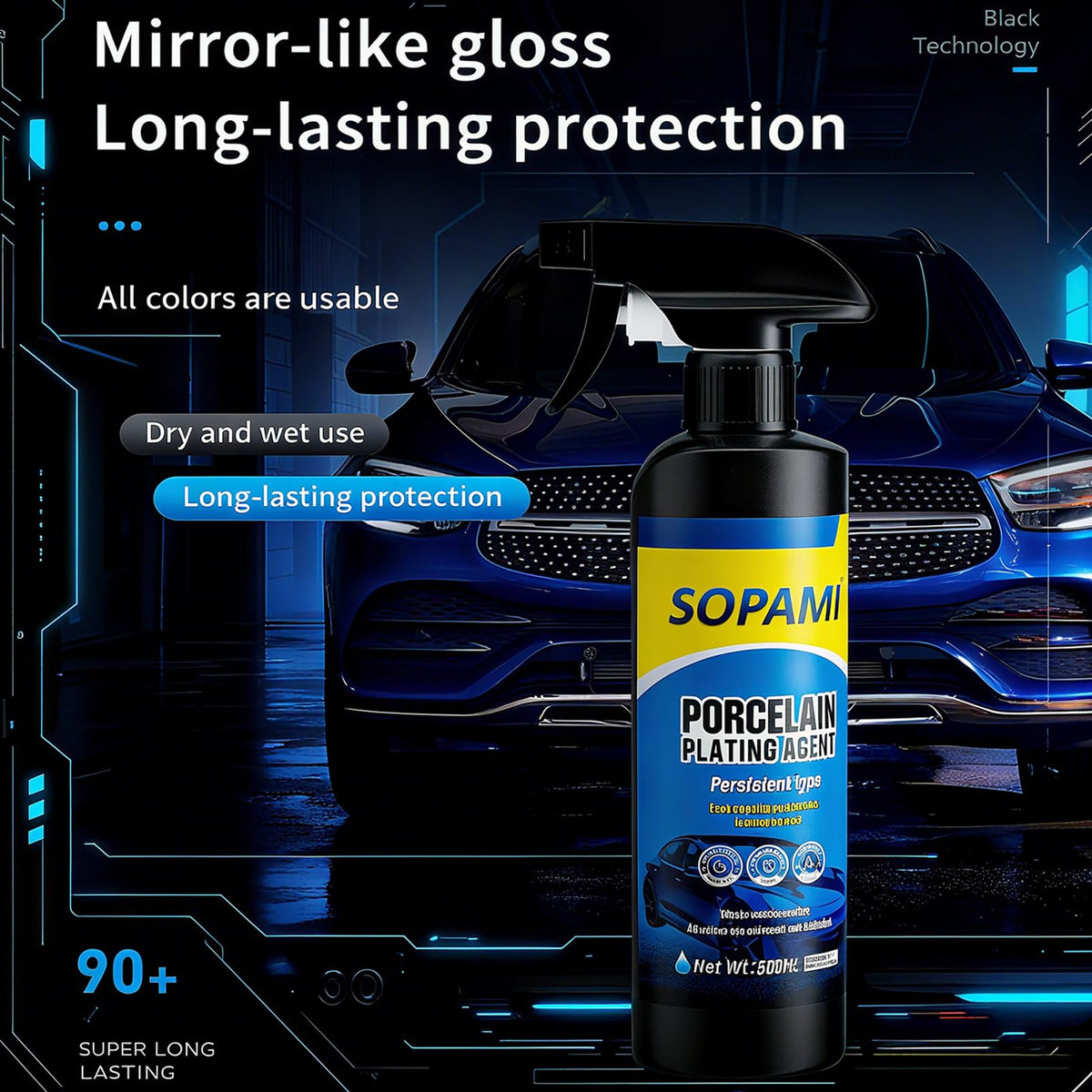 SOPAMI bottle beside a hand for scale, indicates compact travel-friendly size