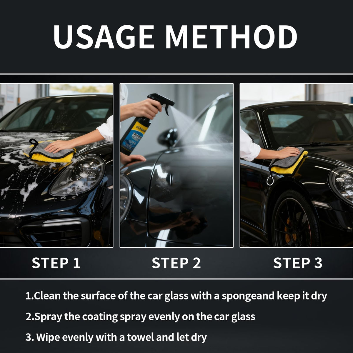SOPAMI water beads on car hood demonstrating hydrophobic beading benefit