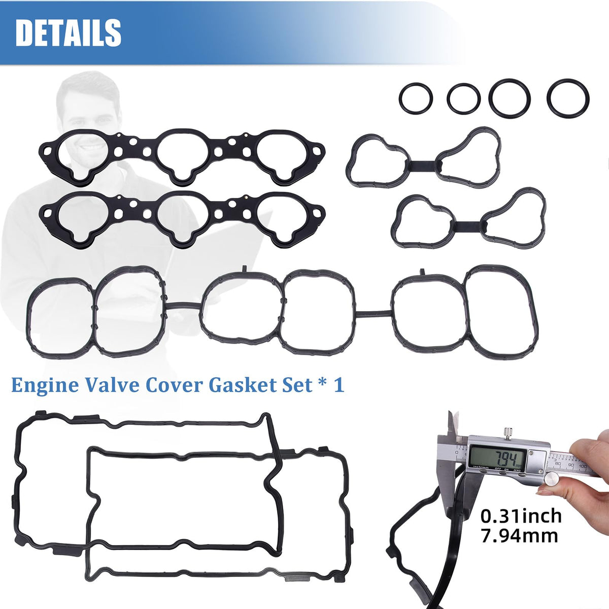 Sorello gasket next to ruler for size comparison aiding correct part verification