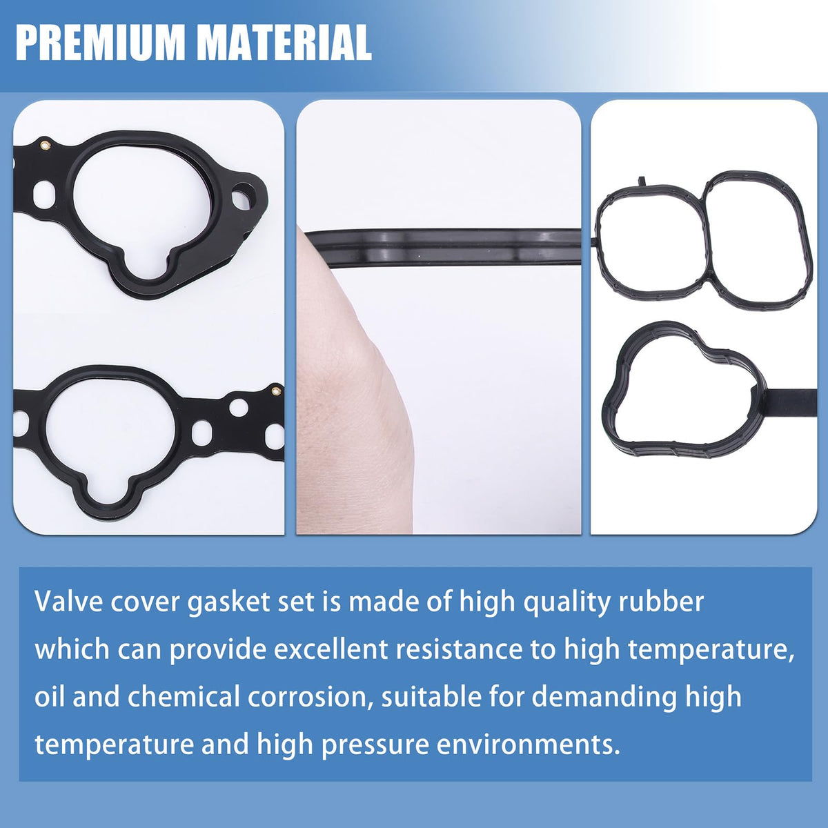 Sorello valve cover gasket installed in engine bay demonstrating clean oil seal benefit