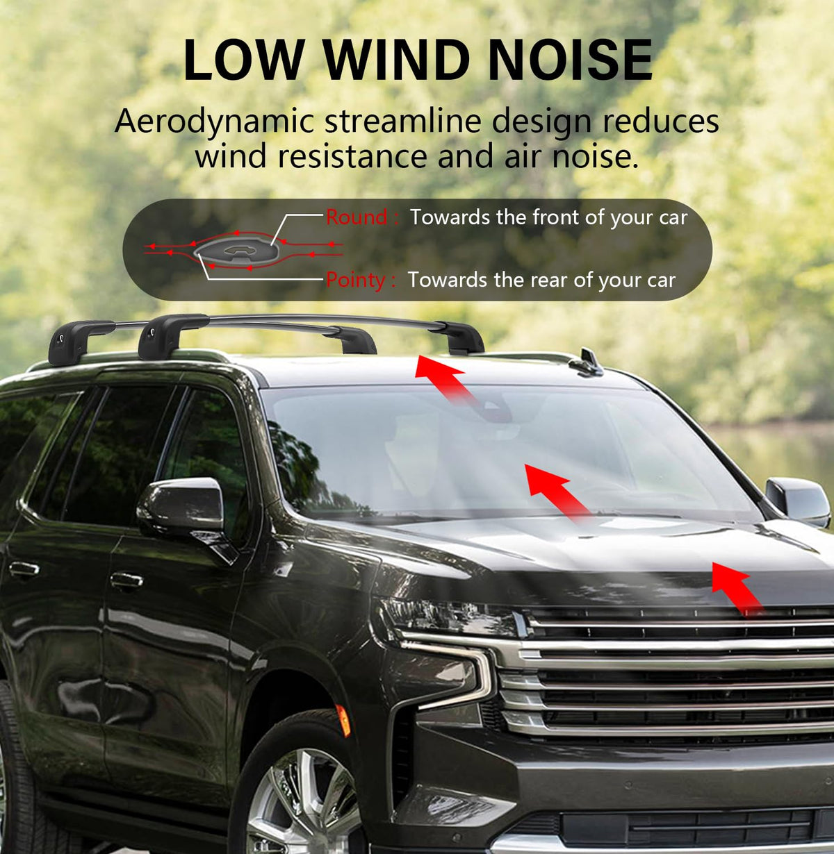 Soruci aerodynamic side view showing reduced wind noise benefit