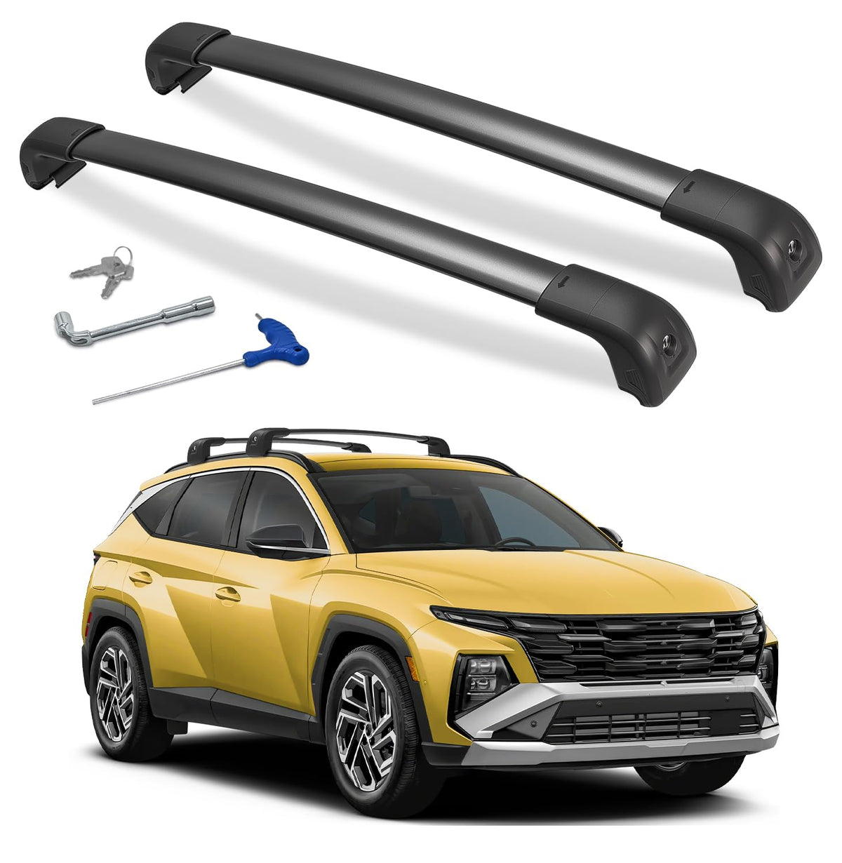 Soruci front view installed on Hyundai Tucson showing secure fit and load readiness