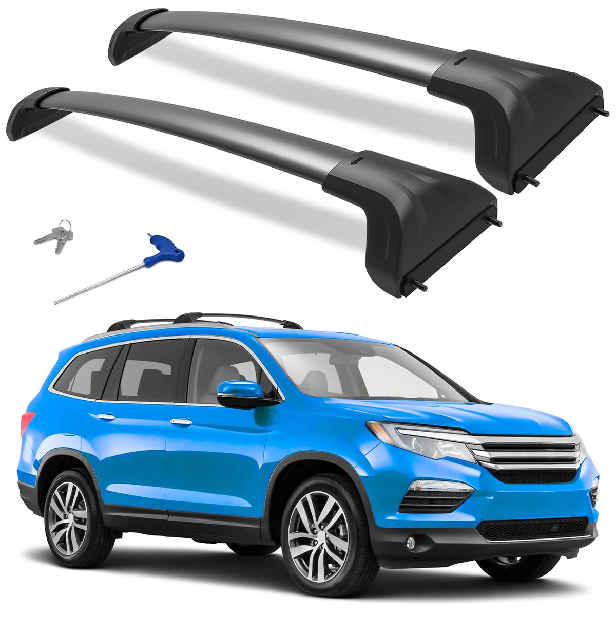 Soruci front view installed on Honda Pilot showing secure fit and sleek look