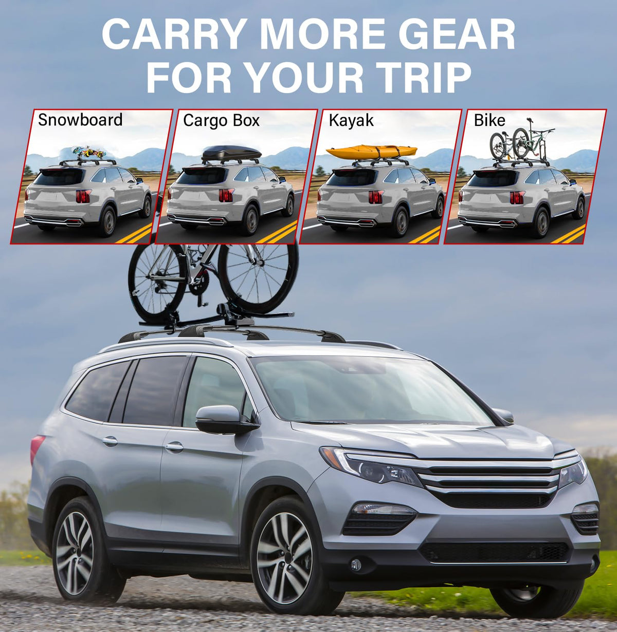 Soruci carrying bike rack in use illustrating stable transport of bikes