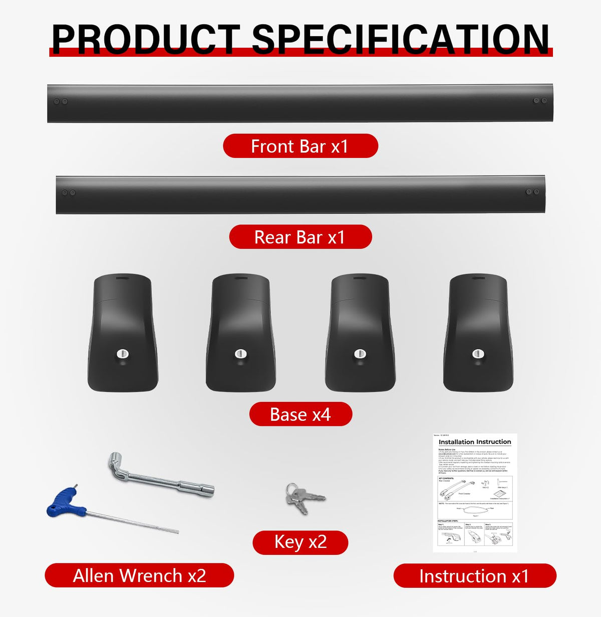 Soruci installation hardware laid out showing easy screwdriver installation
