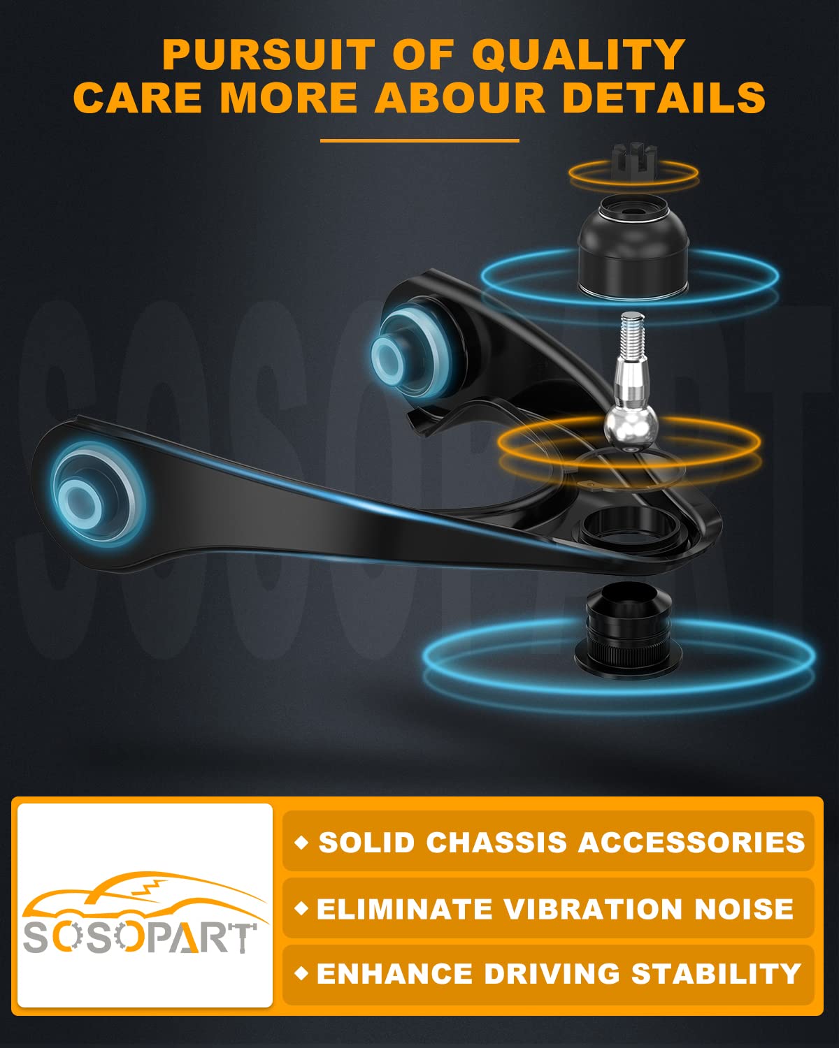 SOSOPART lower ball joint detail highlighting greaseable fitting and extended wear life