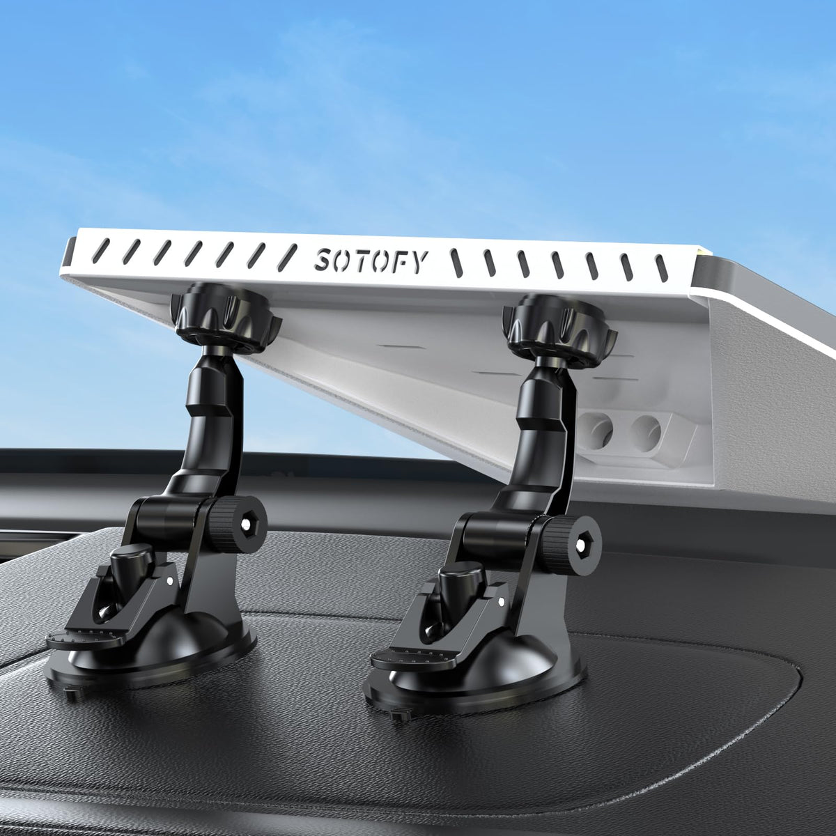 SOTOFY front view of mount showing cradle and dual suction for strong hold
