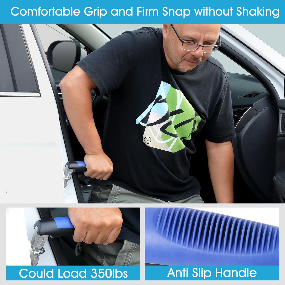 Sotvacmit in use while entering car providing extra leverage