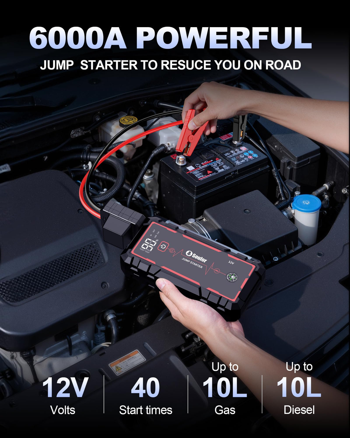 Soulor smart LCD display showing battery level and real-time output