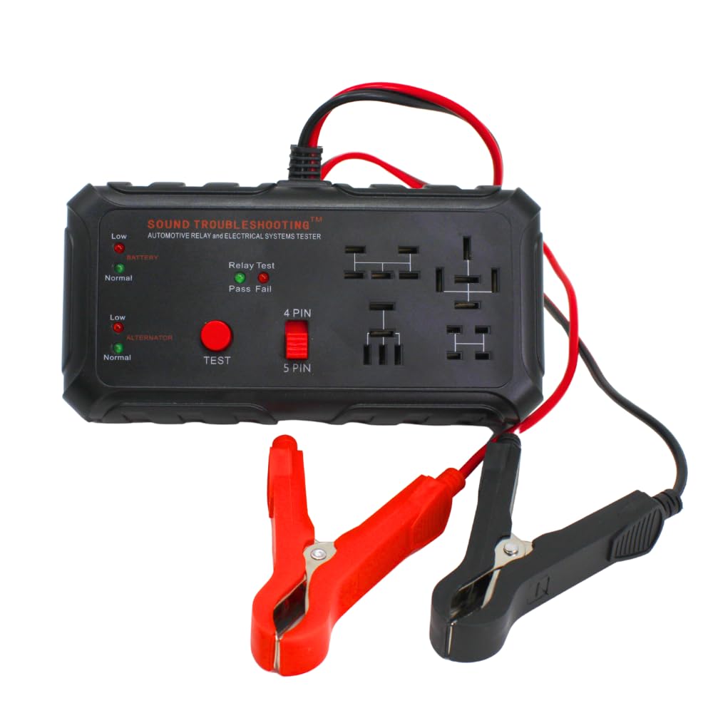 Sound Troubleshooting front view of relay tester showing controls and ports for quick identification and use