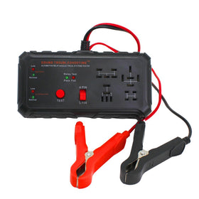 Sound Troubleshooting front view of relay tester showing controls and ports for quick identification and use