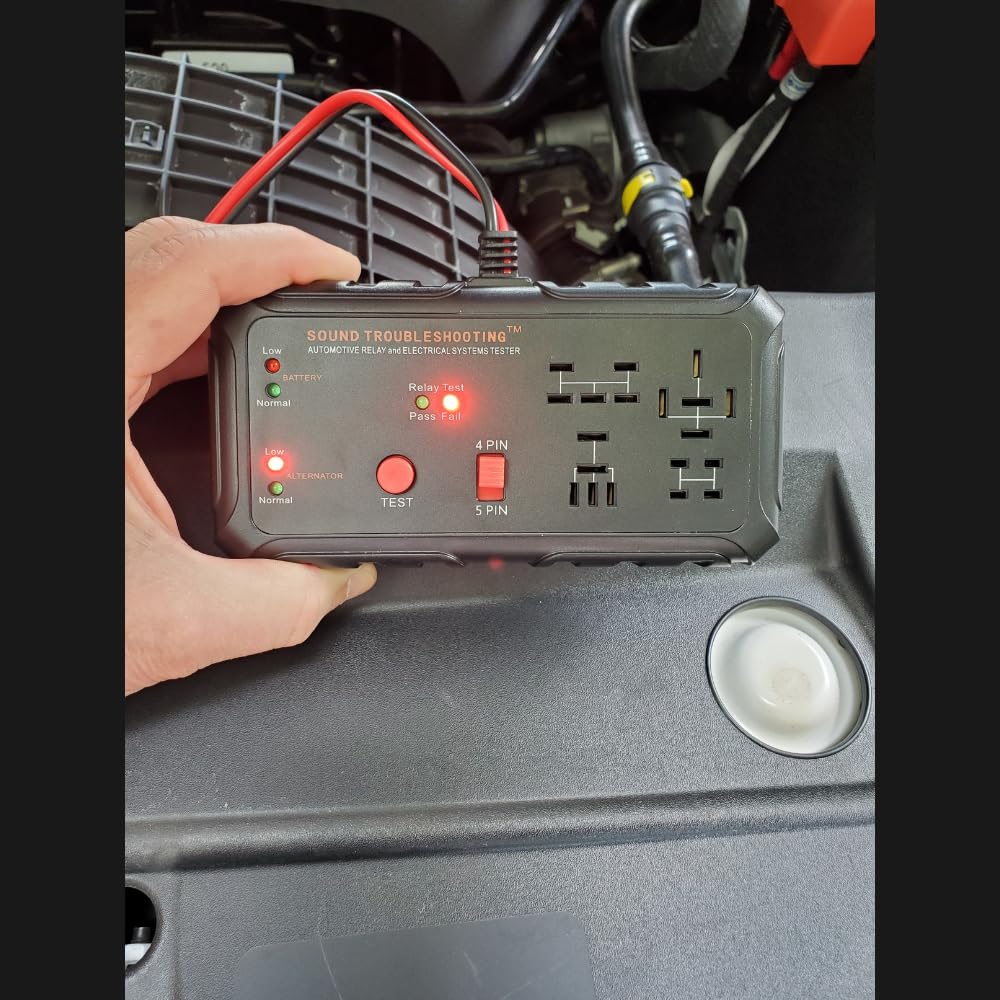 Sound Troubleshooting relay tester in a mechanic’s workshop during active troubleshooting showing real-world use benefits