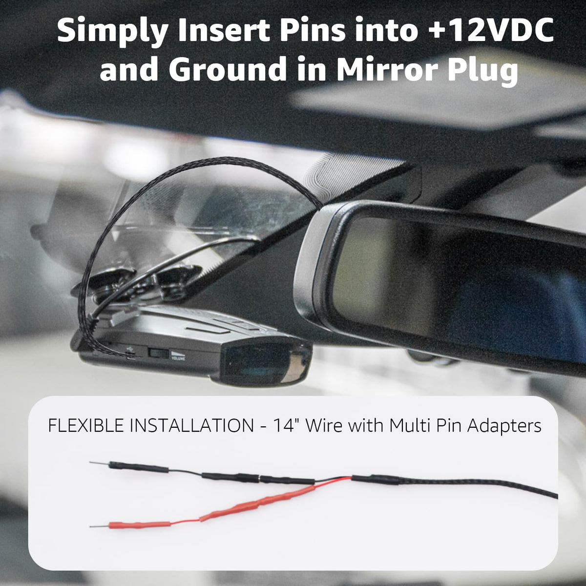 Sousery installed behind mirror for hidden tidy wiring in car