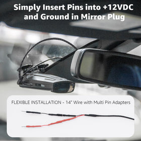 Sousery installed behind mirror for hidden tidy wiring in car