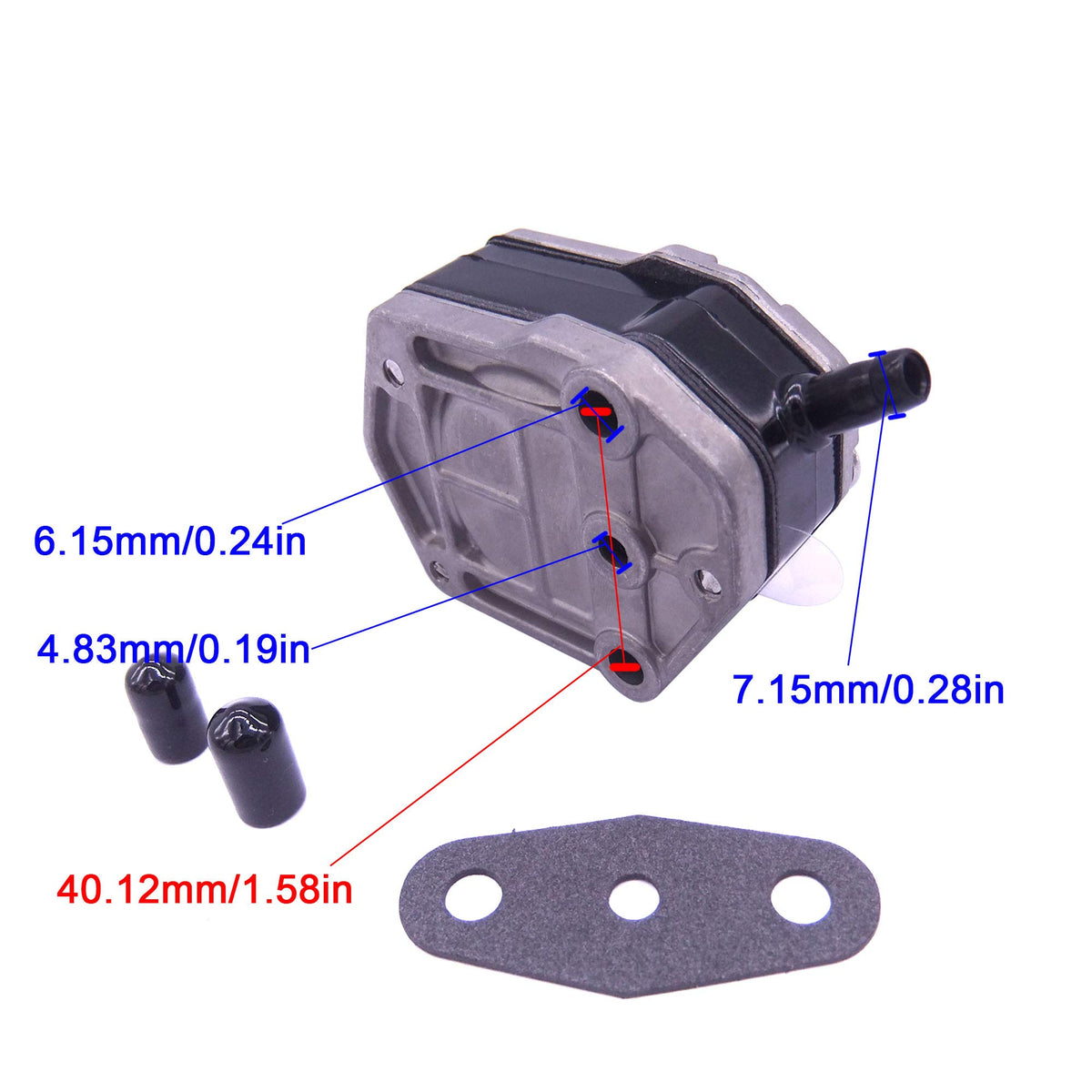 SouthMarine fuel pump side profile illustrating shape and OEM-compatible mounting points