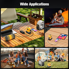 SOYGN next to DeWALT 20V battery showing compact scale and portability