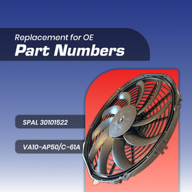 SPAL curved blade close-up highlighting aerodynamic design and quiet airflow benefit