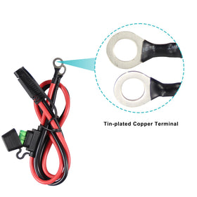 SPARKING harness attached to a motorcycle battery showing easy access