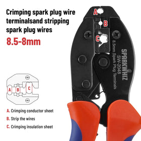 SPARKWHIZ close-up of jaws and ratcheting mechanism for consistent crimps