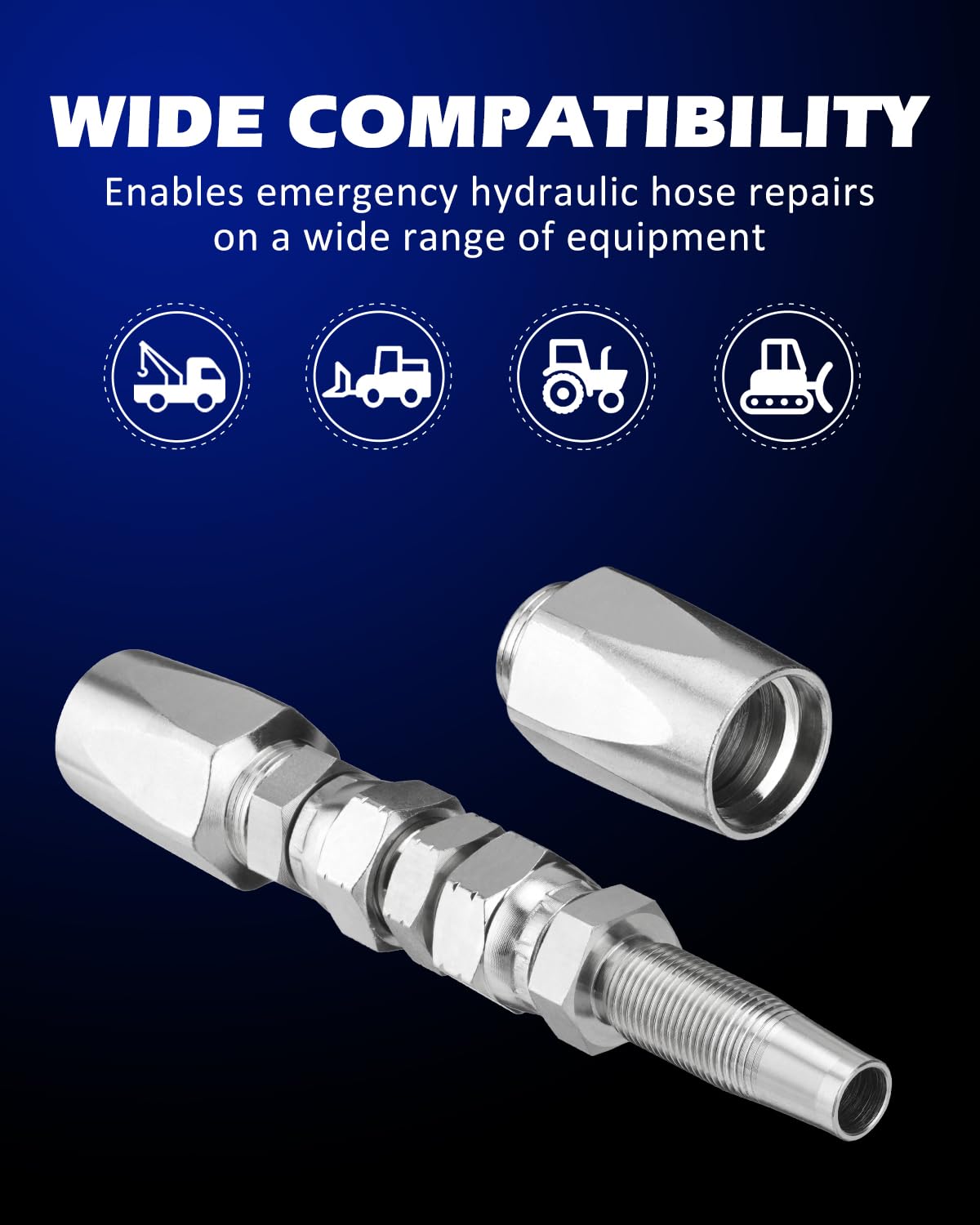 SPARKWHIZ installed repair kit on excavator hose demonstrating fast return-to-service