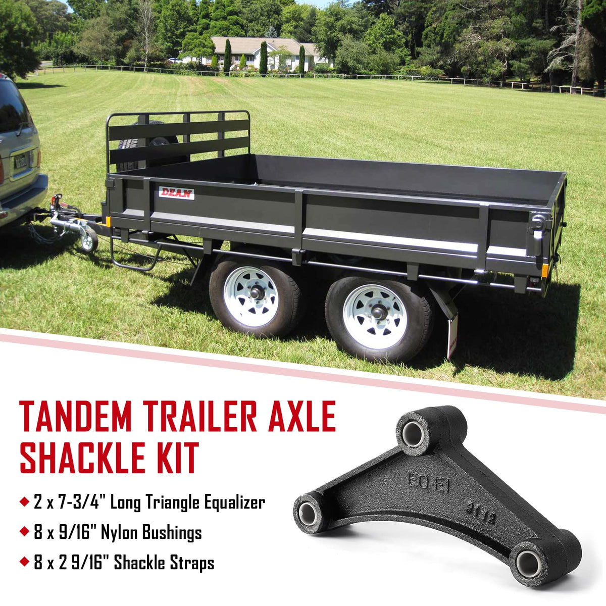 SPARKWHIZ shackle kit installed on trailer axle demonstrating improved alignment and stability