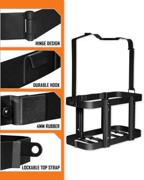 SPARKWHIZ holder installed on trailer rack offering reliable transport