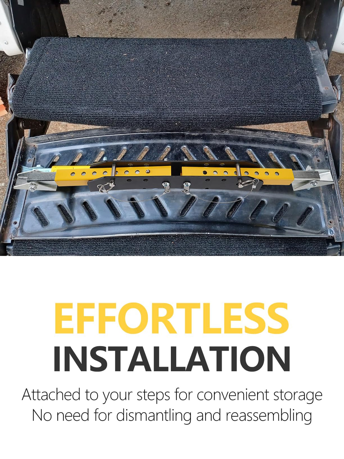 SPARKWHIZ installed on Alumi-Tread hybrid step protecting step edge