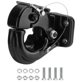 SPARKWHIZ pintle hook front view showing latch and robust hook for secure towing