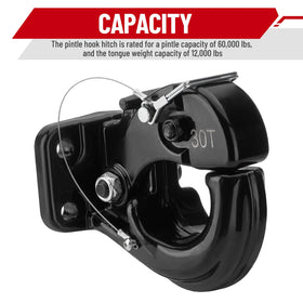 SPARKWHIZ pintle hook side profile highlighting reinforced body and load capacity
